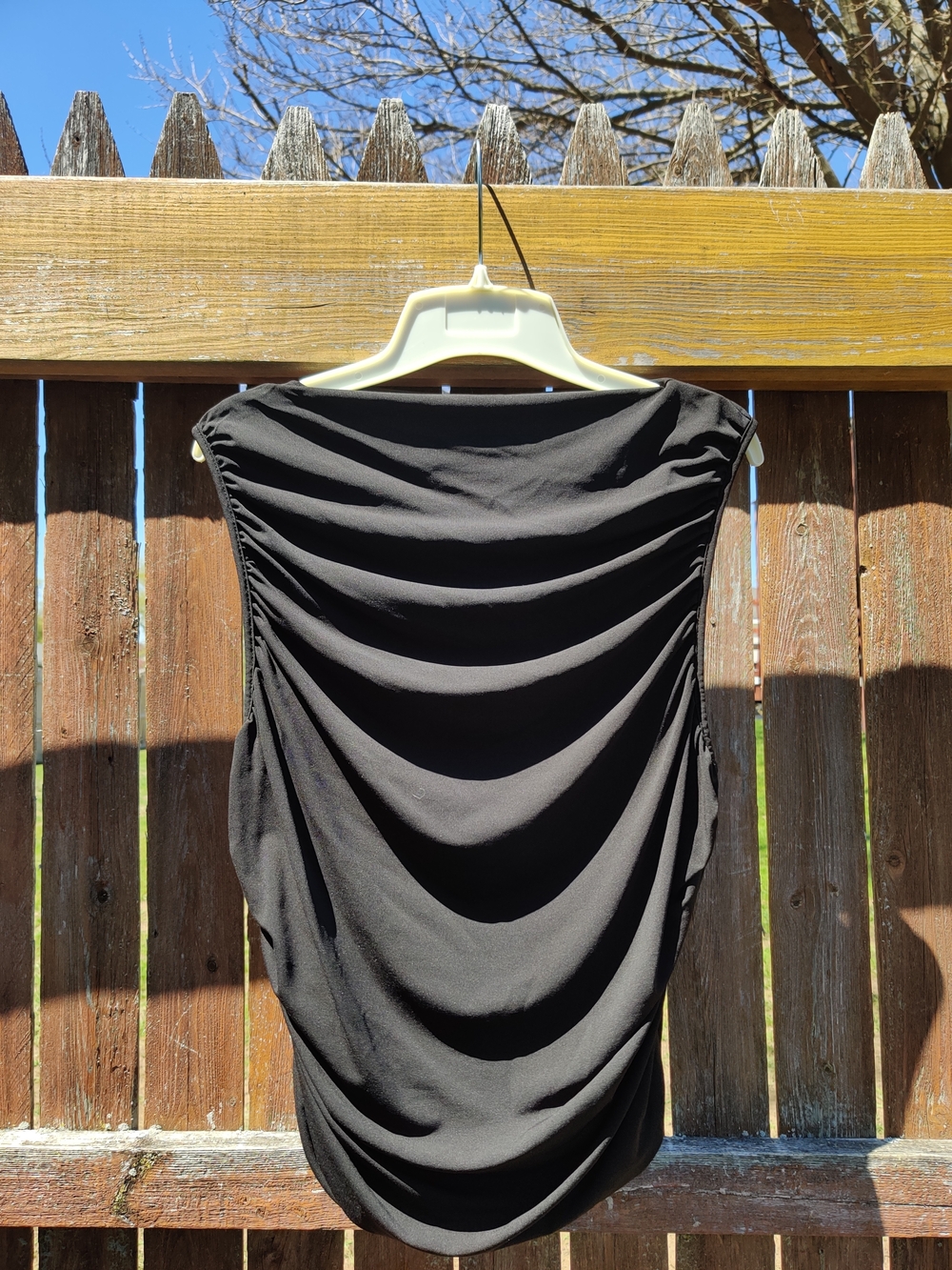 INC International Concepts Black Draped Sleeveless Blouse